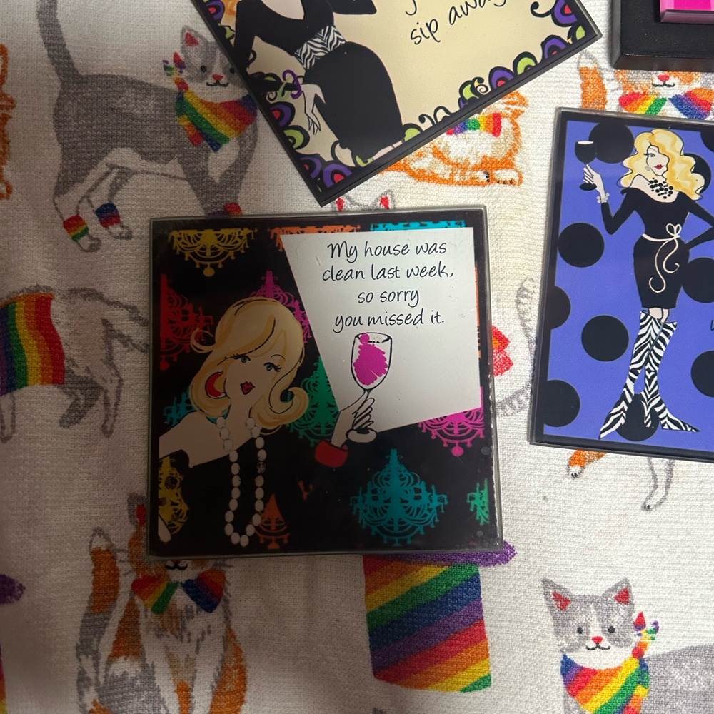 Colorful Coaster Set with Humorous Quotes - Picture 2 of 5